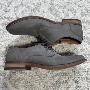 Hawker Rye Dress Shoes Men's 10.5 Casual Oxford Gray Leather Lace Up Cap Toe Low